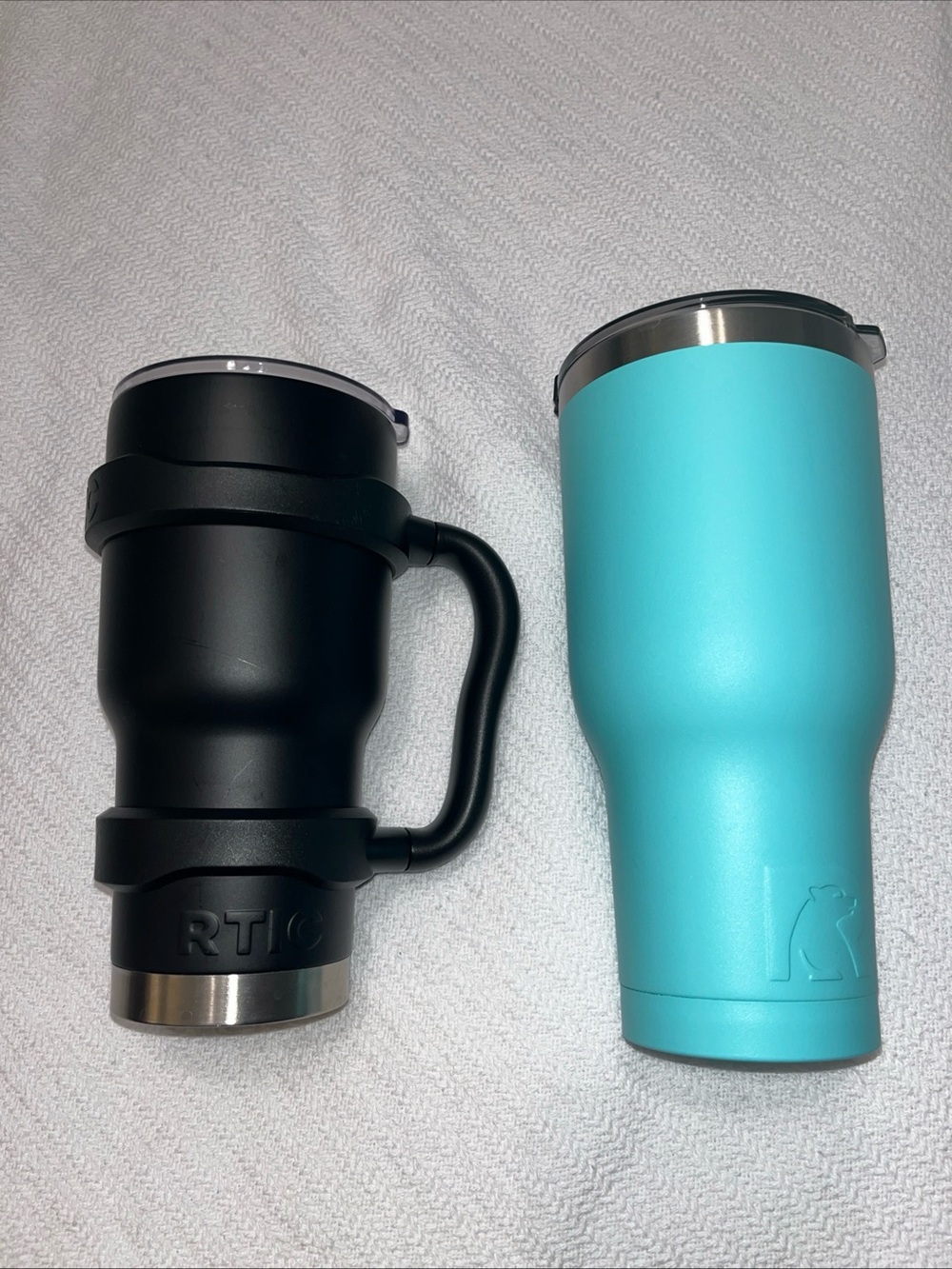 2 RTIC Black Handle Tumbler & Teal Tumbler Duo